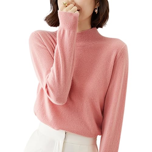 [SHANLIANG] ニット トップス レディース 長袖 セーター 秋冬 ニュールック 4サイズ展開 ハイネック カシミヤタッチ 重ねる着便利 着回しやすい 着痩せ 小顔 高伸縮 カットソー ニットソー インナー カジュアル シンプル 春 可愛い おしゃれ (JP, アルファベット, 2XL, ピンク) - SHANLIANG - 商品画像