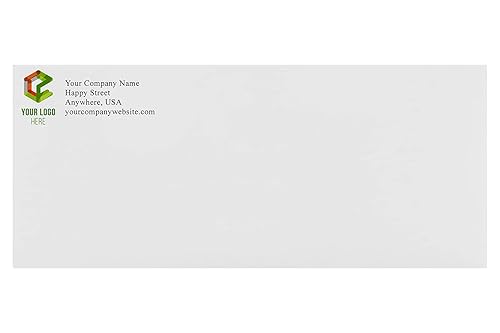 Sobres regulares impresos personalizados # 10 para cartas, facturas y envíos comerciales, imprimir una dirección de devolución y logotipo, 24 lb.