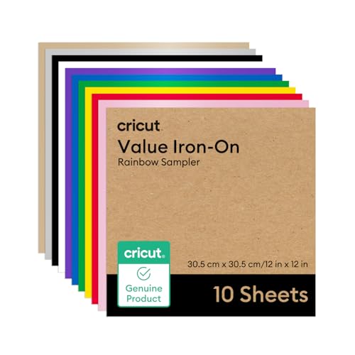 Cricut Value Iron On, Rainbow Sampler (12in x 12in, 10