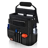 【Doble correa de fijación siempre estable】Par evitar que la bolsa de almacenamiento se sacuda o deje caer los artículos durante la conducción, la bolsa de almacenamiento está equipada con dos correas de fijación ajustables. Método de instalación: Paso 1: Instale la correa corta en el reposacabezas, Paso 2: envuelva la correa larga alrededor de la parte posterior del asiento del coche para fijarla.