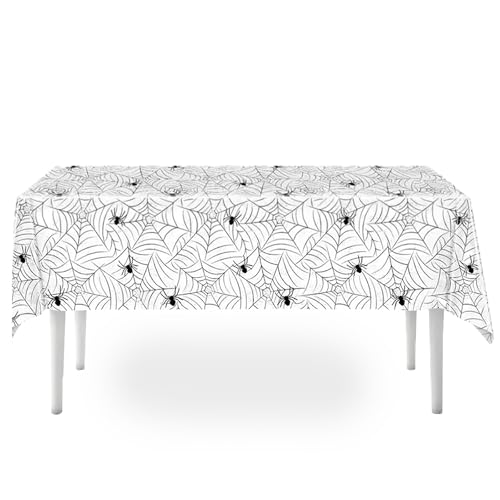 CYMYGS Spider Web Waterproof Rectangle Tablecloth 54 x 108 inch, White