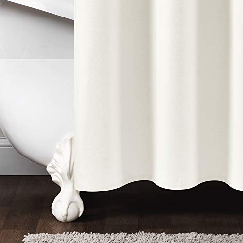 Rideau de douche en coton anti-effet ventouse à rayures chic 182cm - 6