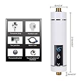 Btstil Instant Electric Water Heater, 3500W Mini Electric Water Heater, Intelligent Instantaneous Water Heater Heater with Temperature Display for Bathroom Kitchen, UK Plug (White) - Image 6