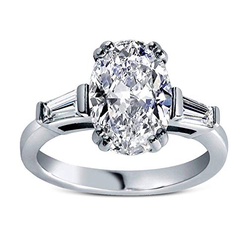 Savlano 18K Gold Plated Oval Cut Cubic Zirconia 3 Stone Wedding Engagement Women Statement Ring Comes Gift Box