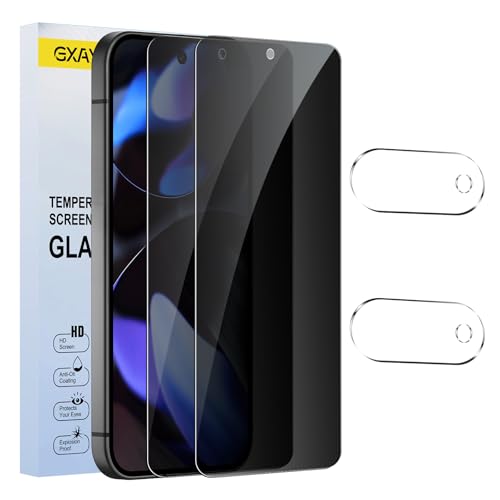 [2+2 Pack] Privacy Screen Protector for Google Pixel 9,Anti-Spy Tempered Glass Film, Fingerprint Recognition, 9H Hardness, Anti Scratch, Anti Fingerprint