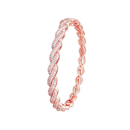 Image of GIVA 925 Silver Rose Gold Spiral Splendour Bangle,Fixed Size|Gifts for Women and Girls | With Certificate of Authenticity and 925 Stamp | 6 Months Warranty*