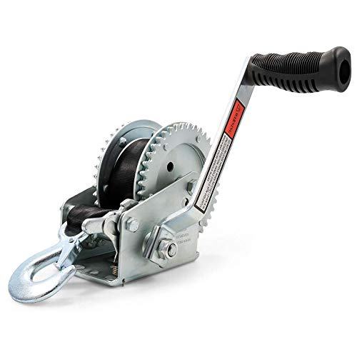 Camco Heavy Duty Steel Marine Towing Winch- Corrosion Resistant | 1,200 lb Capacity| Durable Gears Resist Wear & Tear| Resilient & UV Resistant 20’ Strap - (50001)