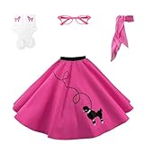 Hip Hop 50s Shop Adult 4 Piece Poodle Skirt Costume Set Hot Pink XLarge/XXLarge
