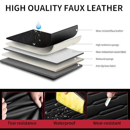 Image of Fit Outback Car Seat Covers for Subaru Outback 2010-2024 2025 2026 - Upgraded Premium Waterproof & Breathable Leather, Airbag Compatible, All-Weather Seat Cushion Protector (Full Set, Black)