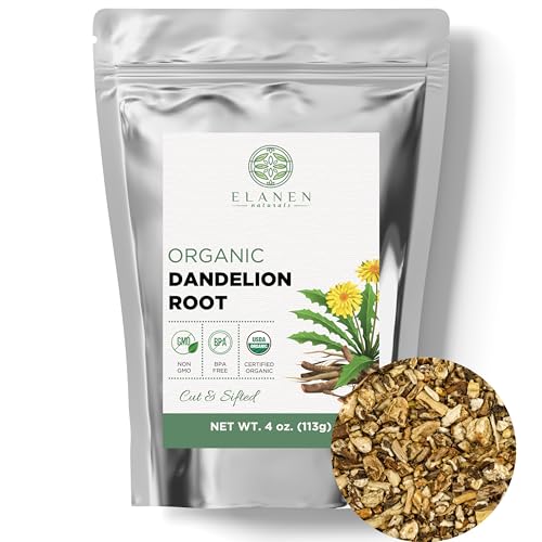 Organic Dandelion Root 4 oz. (113g), USDA Certified Organic Dandelion Root Loose Tea, Dried Dandalion Herb, Dandilion, Cut & Sifted