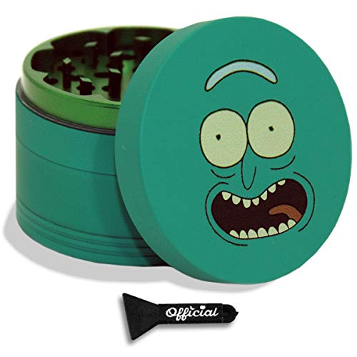 Rick and Morty Herb Grinder - Pickle Rick - SOFT TOUCH Matte Smooth 4 Piece Grinder For Herb & Spice With BONUS Scraper - Rick and Morty Gifts - 2.2 Inches - Thumbnail 5