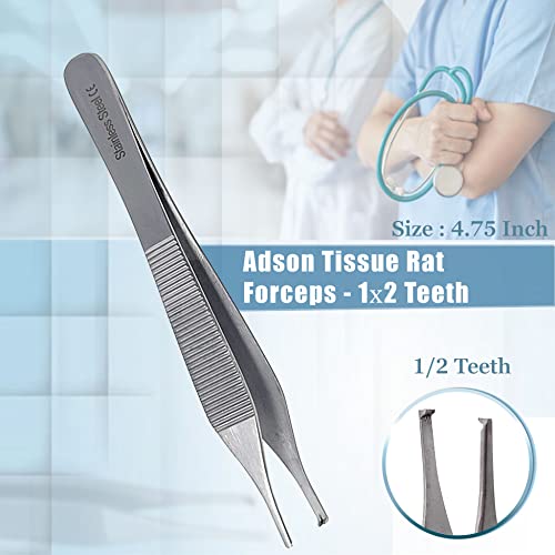 Premium A2ZSCILAB 5 Pieces Veterinary Needle Holder Scissors Hemostat Forceps Tweezers Instruments (All in One) - Thumbnail 3