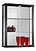 Vitrina Mueble de pared 80x60x25 cm negro con 2 estantes de vidrio,...