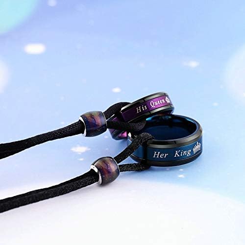 Aeici Couple Necklace for His Hers Stainless Steel Rope Pendant Puzzle Heart Engraved I Love You CZ Rings