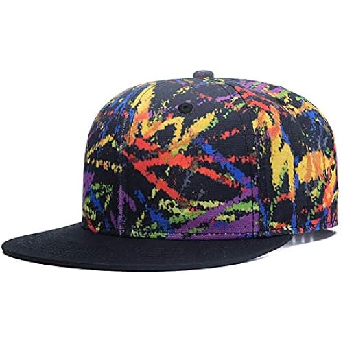 Quanhaigou Snapback Hat for Men Women,Hip Hop Style Colorful Flat Bill Hats Teens Adjustable Baseball Cap