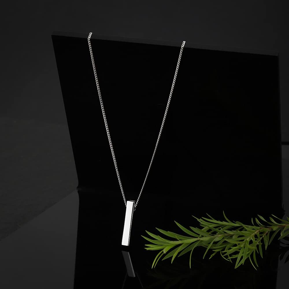 Vanbelle Sterling Silver Jewelry - Rhodium Plated with 925 Stamp - Bar Pendant Necklace - Elegant Handcrafted for Women and Men - Solid Sqaure Bar pendant Necklace - Image 8