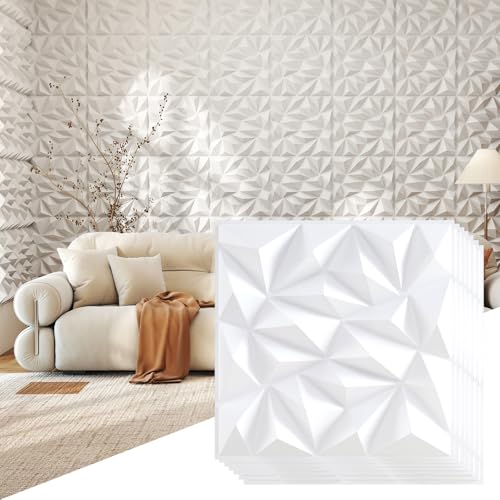 【Stupefacente Motivo a Diamante 3D】La superficie delle piastrelle in PVC presenta un impressionante motivo a diamante 3D che aggiunge profondità e interesse visivo a qualsiasi stanza. Il design asimmetrico consente combinazioni flessibili e creative, dandoti la libertà di personalizzare l'aspetto a tuo piacimento.