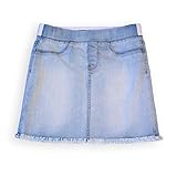 Calvin Klein Girls' Jean Skirt, Lightweight Stretch Denim with Raw-Edged Hem, Breeze/Pull on, 12-14