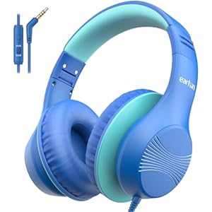 EarFun K3 Kids Headphones, Over Ear Headphones with Microphones, 85/94dB Safe Volume Limit, HD Stereo Sound, 3.5mm Jack, Foldable Wired Headphones for School/Travel/Boys/Girls/Tablet/iPad, B