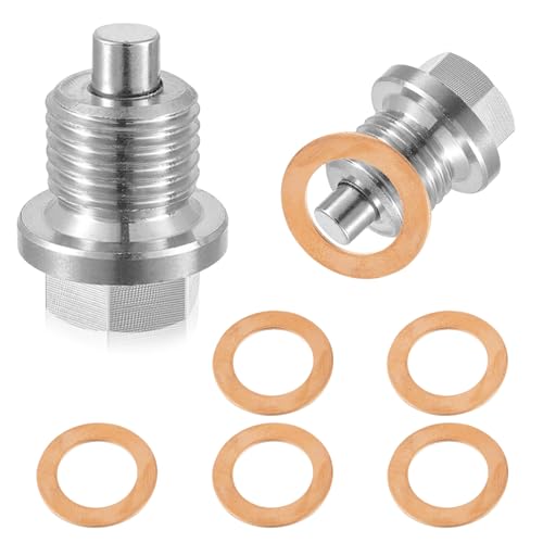 Vite magnetica per scarico dell'olio M14 x 1,5, vite di scarico dell'olio con anello di tenuta, guarnizione magnetica, dado di scarico per vasca dell'olio, in acciaio inox con guarnizioni, per la