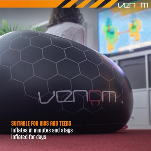 Venom Inflatable Gaming Chair with Cup Holders – Bean Bag Style Blow Up Seat for Kids & Teens, Supports Up to 75 kg