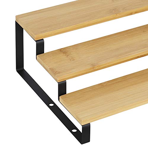 Mooace 3 Tier Expandable Spice Rack Set, (15.35"-22.2" L) Large 4 Pack Step Shelf Organizer For Cabinet Countertop Pantry Cupboard #TOP3