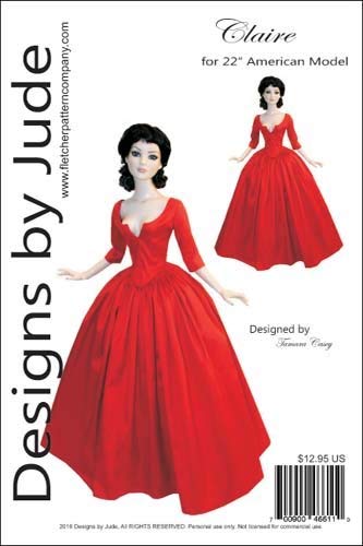 Outlander Claire Dress Pattern for 22" American Model Dolls Tonner