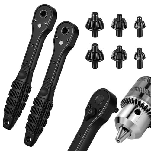 Otoolling 2 in 1 Drill Chuck Ratchet Spanner 2026 Universal Chuck Key Replacement Tool 2 in 1 Ratchet Drill Key Wrench Compatible with Most Electric Drills and Power Tools(2 Pcs)