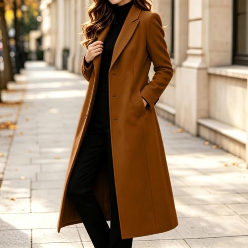 FPMLUXLL Winter Coats for Women Long Length Single Breasted Warm Pea Coats - image 7