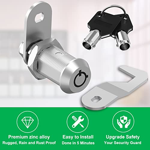 Hecfu 2 Pcs Toolbox Locks with Keys, Tubular Cam Lock 1-1/8" Keyed Alike, Hook Cam Tool Box Locks Secure Your Toolbox Mailbox Drawer RV Storage Door Cabinet Lock, Silver Zinc Alloy by Hecfu - Image 4