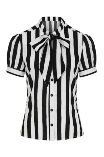 Hell Bunny Juno Blouse Frauen Bluse schwarz/weiß L Rockabilly L