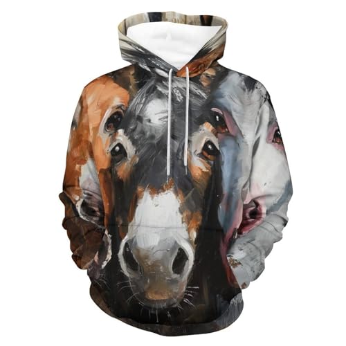 Pullover homme et femme motif cheval et âne douceur taille S