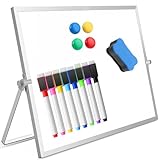 Mehrzweck-Tafel mit trockenem Radiergummi: Doppelseitige Schreibfläche für Whiteboards, perfekt für Büroschreibtische, Studientische, Nachttische, Rednerpulte im Klassenzimmer und Küchentheken. Das aktualisierte Design der Whiteboard-Staffelei ist einfach zu bedienen, und die nicht verschiebbare Tafel fällt nie flach.