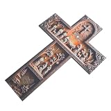 Veemoon Croce da Muro in Legno 3d, Vintage, 11, 8x7, 8 Pollici