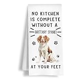 HSIASHENG Funny Brittany Spaniel Hand Towels for Kitchen Home Bathroom Decor, A Kitchen is Not Complete Without A Brittany Spaniel Dish Towel, Dog Lovers Gift, 16×24 Inch