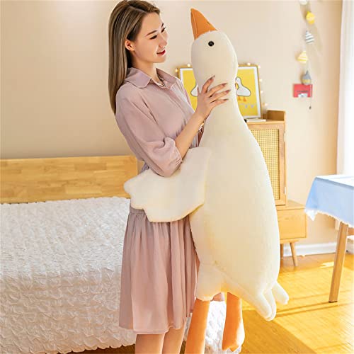 Tiowo Giant White Goose Stuffed Animal Huge Duck Soft Toys Cuddly Plush Toys Big Long Swan Doll Kids Plush Pillow Sleeping Hugging Bolster Pillow Cushion For Bed Sofa Floor (White,130Cm/51Inch) #TOP21