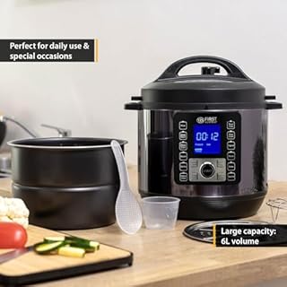 TZS First Austria - Electric Pressure Cooker 6L - 12 auto programmes - Multipurpose Multicooker 1000W as pressurised Ricecooker, Steamer, Crock Pot etc. - Electric Multivarka incl. Recipe Booklet