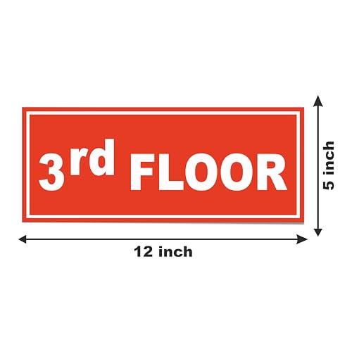 Image of ATTRACTSO - 3rd Floor Sign Self Adhesive Laminated Sticker for Home, Office, Shop, Hospital, Hotel, Theatre, Restaurant - 12 inchx5 inch inch (Red)