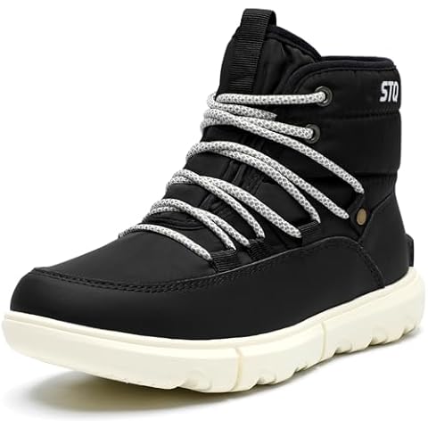 STQ Winter Boots for Women Lightweight Snow Boots Non Slip Warm Cozy Ankle Booties Winter Shoes for Outdoor Black Size 9 Cover