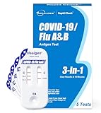 Healgen Rapid Check COVID-19, Flu A&B Antigen Test Kit, The First FDA Authorized OTC 3-in-1 Flu & COVID Home Test, Easy to Read Dual Windows, Results in 15 Mins, 5 Test