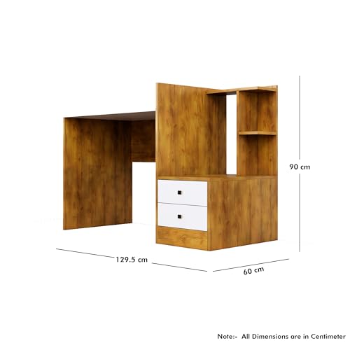 Image of Bniture Wooden Study Table for Home | Engineered Wood Study Table with Side Open Storage Area | Multi Purpose Computer Desk for Writing & Study | Laptop Table for Study Room, Giant Wood & Frosty White