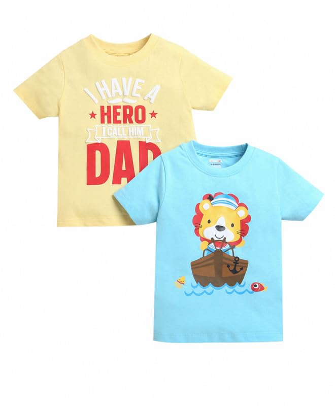 BUMZEE Baumwoll-T-Shirts für Kinder, normale Passform, 2er-Pack (Peb9920)