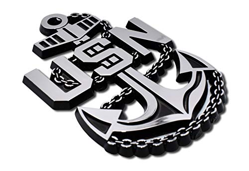 Image of Elektroplate Officially Licensed USN Navy Anchor OEM Chrome Emblem for Cars, Trucks, and All Auto | Universal Fit at 3.25 inch x 2.1 inch | Weatherproof
