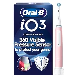 Oral-B iO3 Electric Toothbrush Adults, 1 Handle, Pink - 1 Brush Head, 3 Modes, Teeth Whitening, Rechargeable Toothbrush, UK 2 Pin Plug