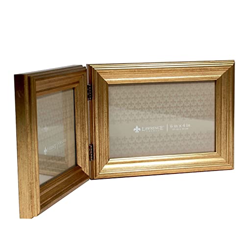 Image of Lawrence Frames 6x4 Hinged Double Sutter Burnished Gold Picture Frame