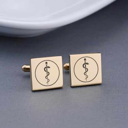 Mancuernillas Rod de Asclepio para médico miniatura 5