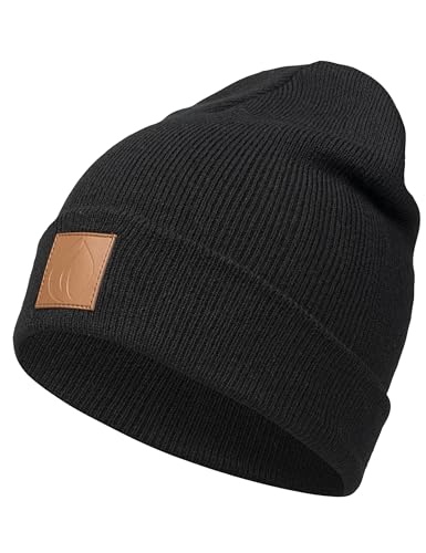 Occulto Leatherpatch Winter Mütze Beanie Black
