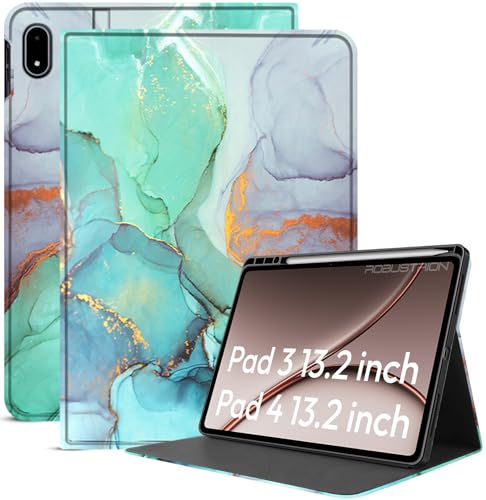 Image of Robustrion Cover Case for OnePlus 4 13.2 inch / OnePlus Pad 3 13.2 inch Cover [Pencil Holder], Folio Cover Case for One Plus Pad 4 /3 Cover [Auto Sleep Wake Support] - Marble Green