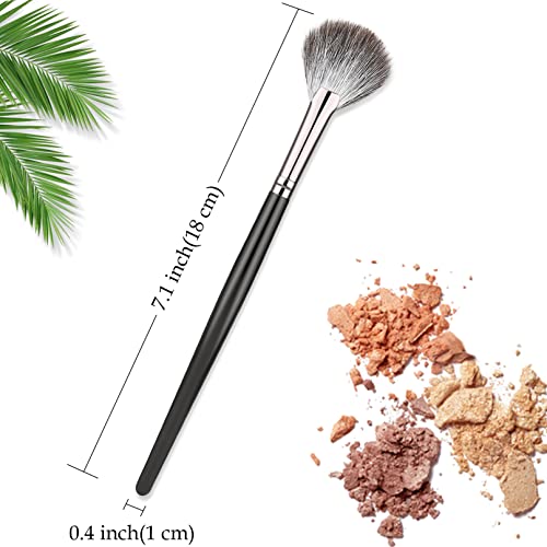 Fan Blush Brush, Flat Makeup Brush Sector Face Highlight Brush, Tapered Goat Hairs Makeup Brush Beauty Makeup Tool For Concealing Blending Setting Buffing #TOP2