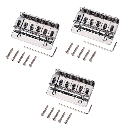 SUPVOX 3sets Electric Guitar Tremolo Bridge 65mm Fixed Hard Tail Chrome Guitar Bridge Tailpiece Bass 6string *3